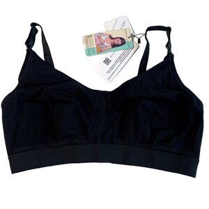 HOLDPOSE Hands Free Pumping Nursing Cotton Bra Plus Size 42B Black NEW
